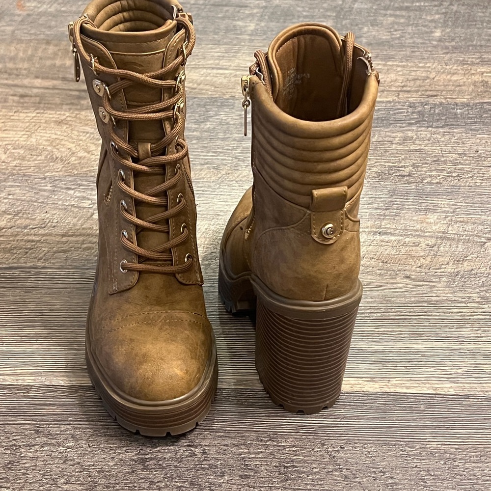 GBG Brown Lace-Up Ankle Boots With Side Zipper 5.5 - Picture 3 of 10